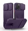 Front. SURITCH - Bumper Case for iPhone 16 Pro Max with Camera Cover, Compatible with MagSafe,Kickstand, Shockproof Slim Protective Cover - Dark Purple.
