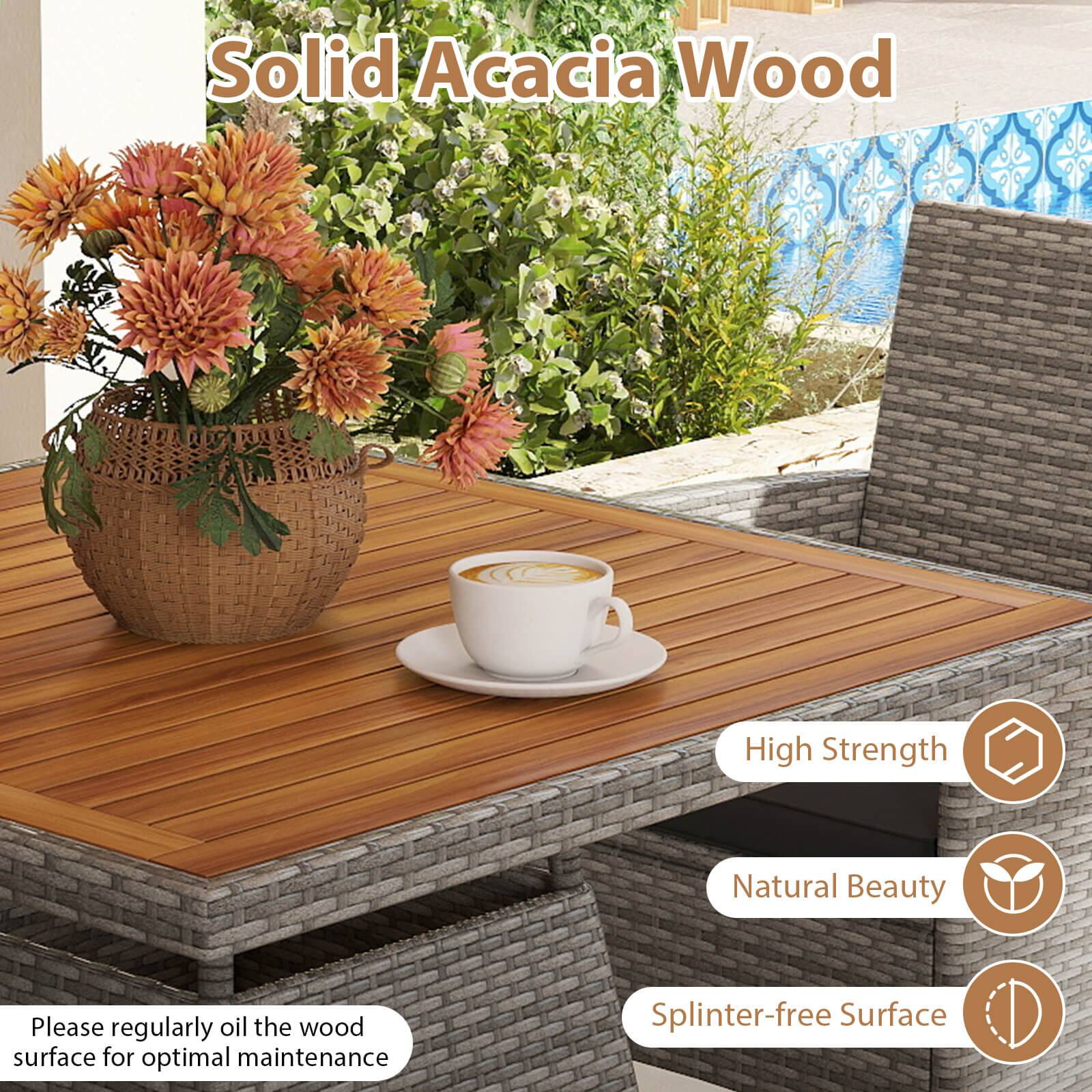Solid Acacia Wood, High Strength, Natural Beauty, Splinter-free Surface, Please regularly oil the wood surface for optimal maintenance