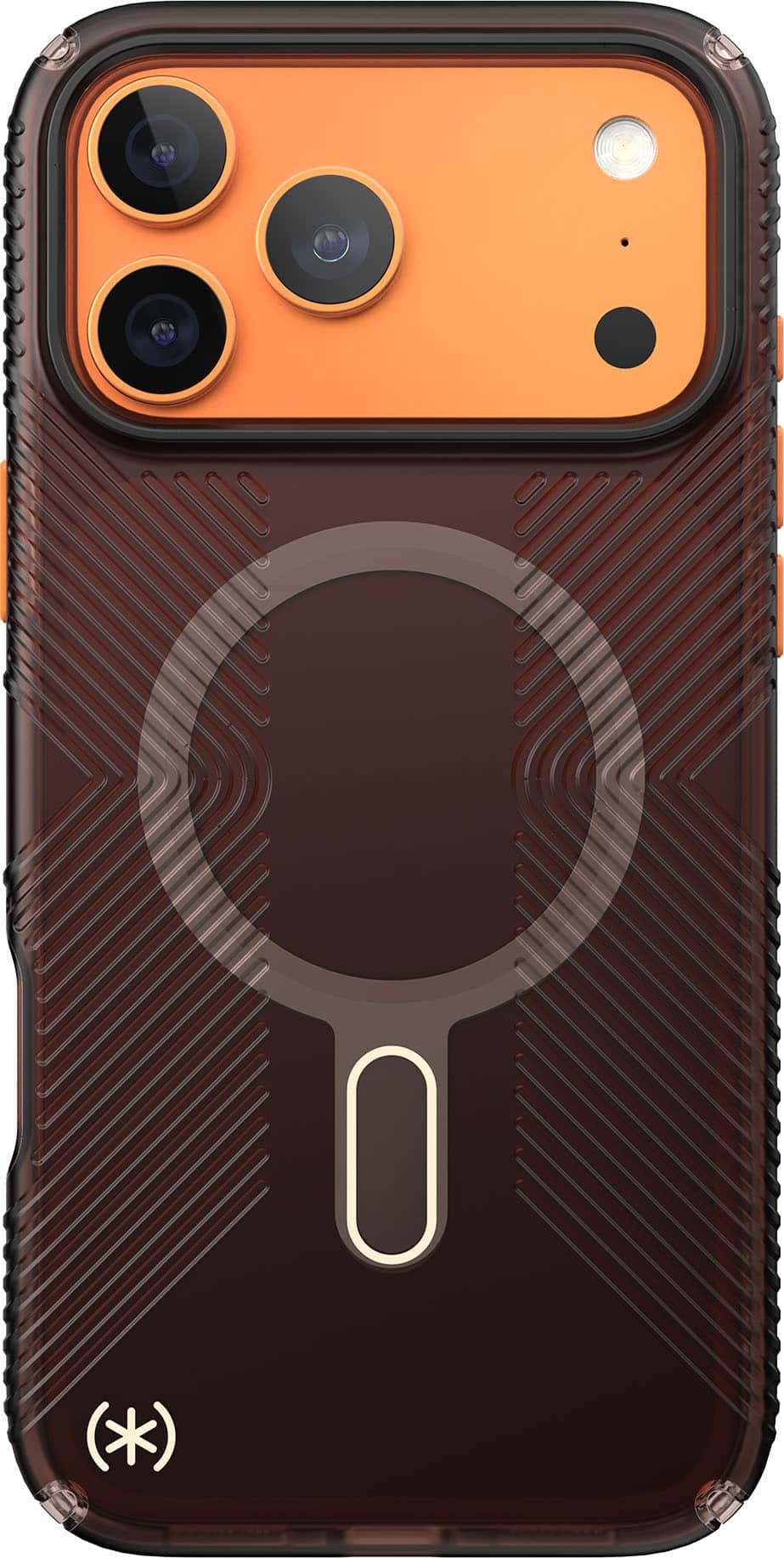 Speck - Presidio Lux Grip ClickLock Case for Apple iPhone 17 Pro Max - Brown Matte/Orange - Angle_Zoom