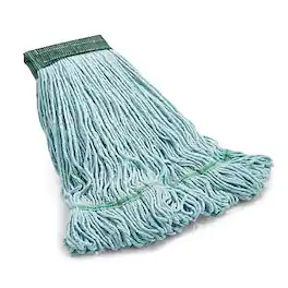 Coastwide Professional - Looped-End Wet Mop Head, Medium, Recycled PET/Cotton Blend, 5" Headband - Blue