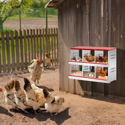 Alt View 9. Winado - 6 Holes Chicken Nesting Boxes Hen Laying Garden Rollout Egg Collection for Outdoor - Red.
