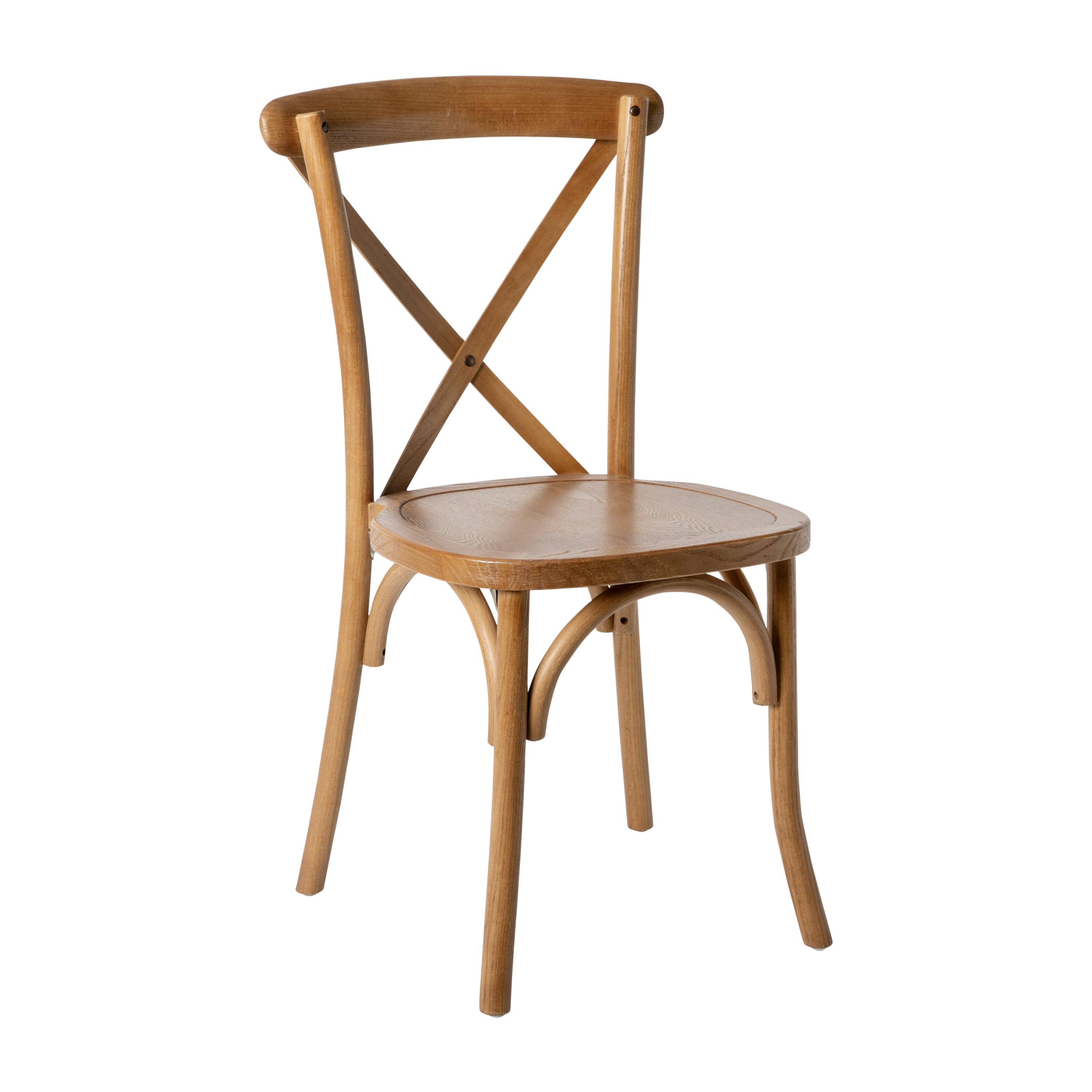 Alt View 1. Emma + Oliver - Stackable Wood Cross Back Dining Chair - Pecan.