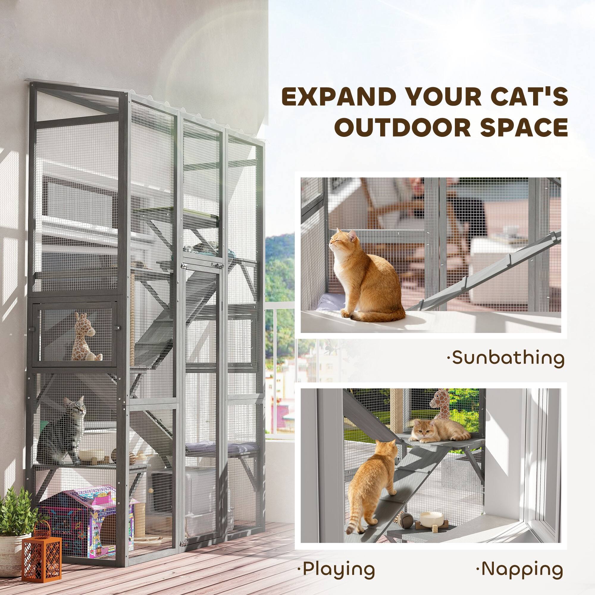 EXPAND YOUR CAT'S OUTDOOR SPACE

- Sunbathing
- Playing
- Napping