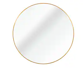 BreeBe - 20 Inch Metal Round Bathroom Mirror - Gold