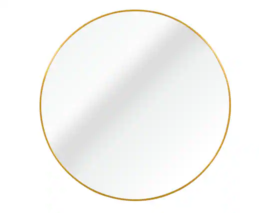 Front. BreeBe - Gold 20 Inch Metal Round Bathroom Mirror - Gold.