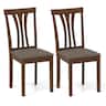 Costway - Dining Chairs Set of 2 Linen Fabric Dining Room Chairs with Hollowed Backrests - Brown,Gray