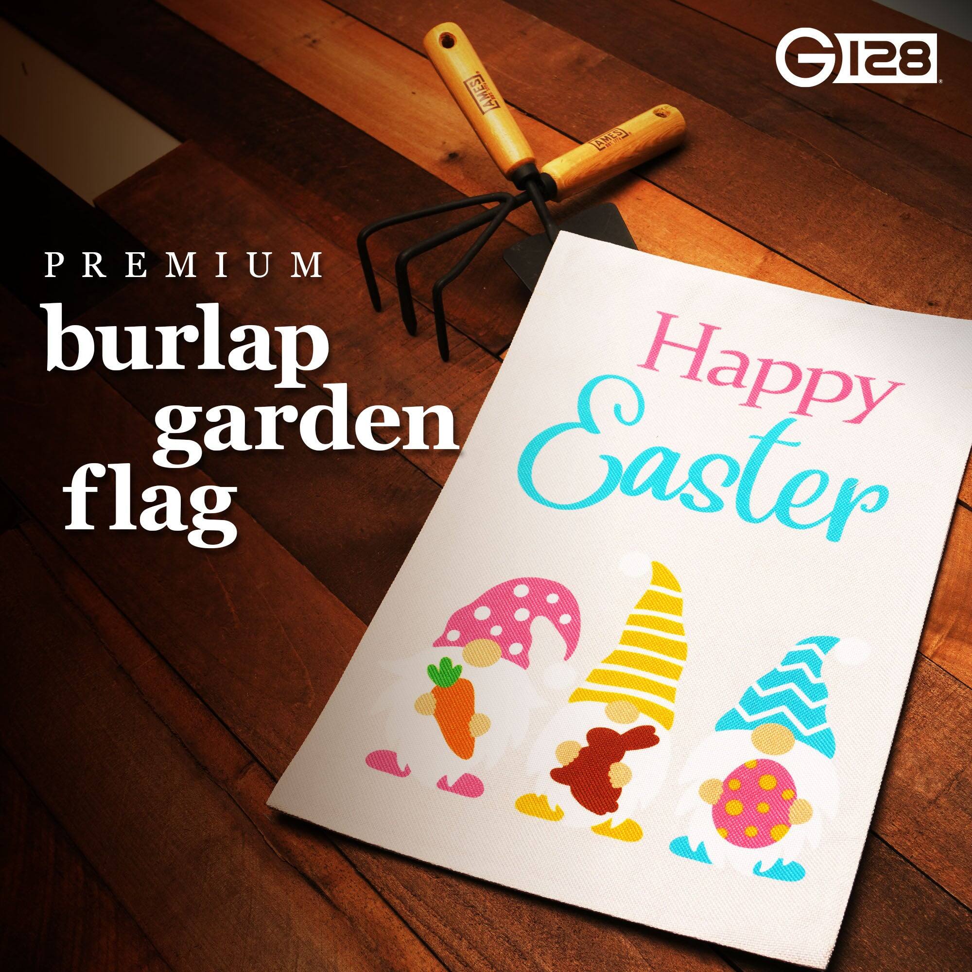 PREMIUM burlap garden flag

Happy Easter