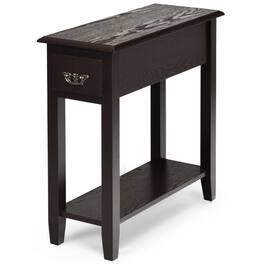 SlickBlue - 2-Tier Side Table – Narrow End Table for Sofa or Bedside Nightstand Storage - Espresso