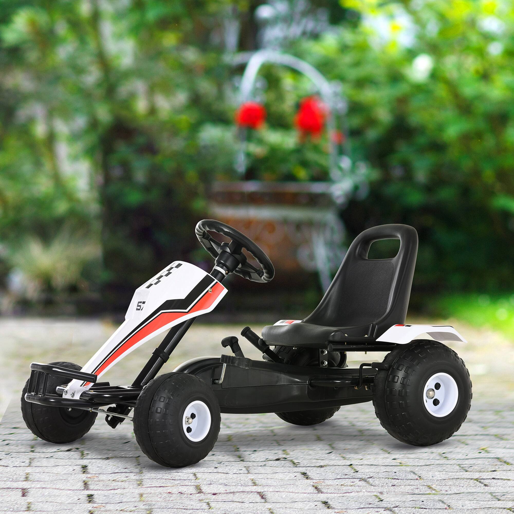 Alt View 1. Aosom - Pedal Go Kart Children Ride on Car Racing Style with Adjustable Seat, Plastic Wheels - White.