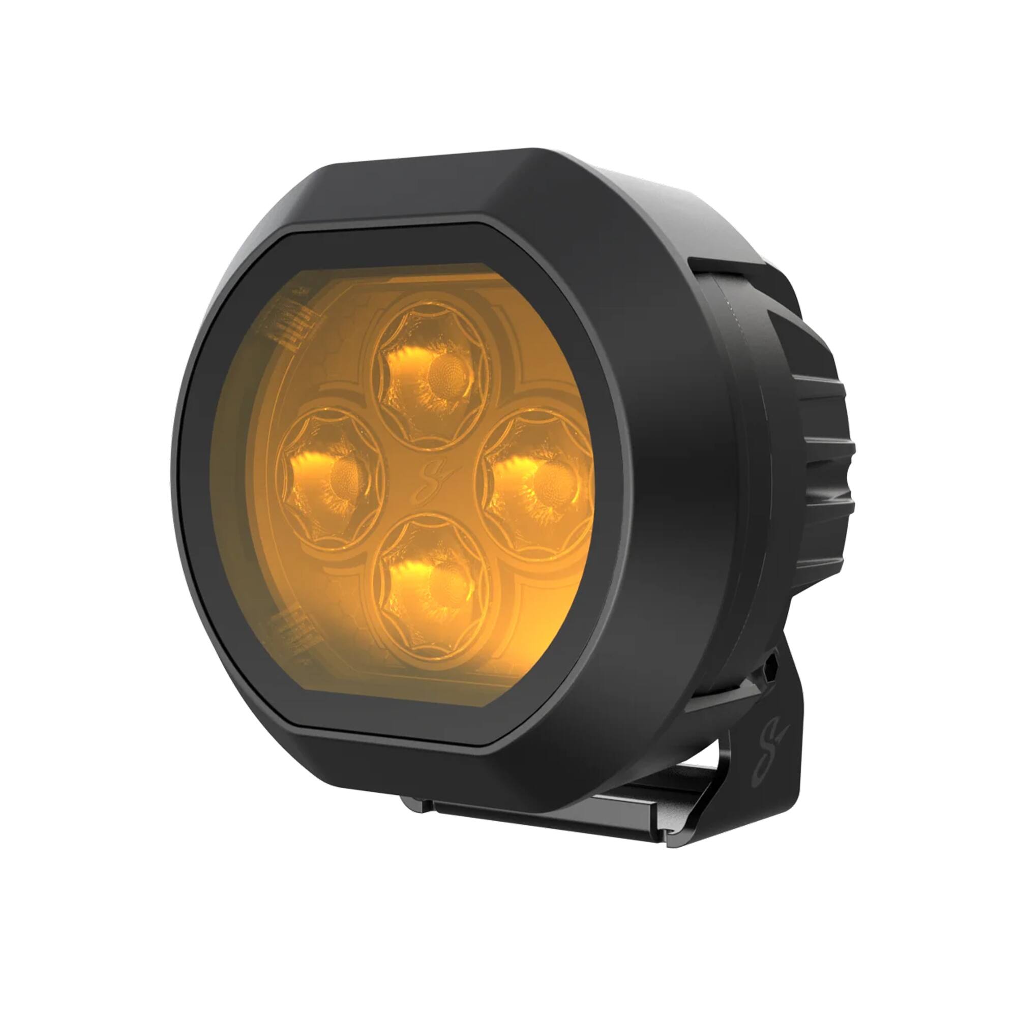 Angle. Stinger - HEXCORE 4” Universal Off-Road LED Pod Lights (Pair), Amber/White Spot Beam for Cars, Trucks, Jeeps, UTVs, 4x4 Vehicles - Black.
