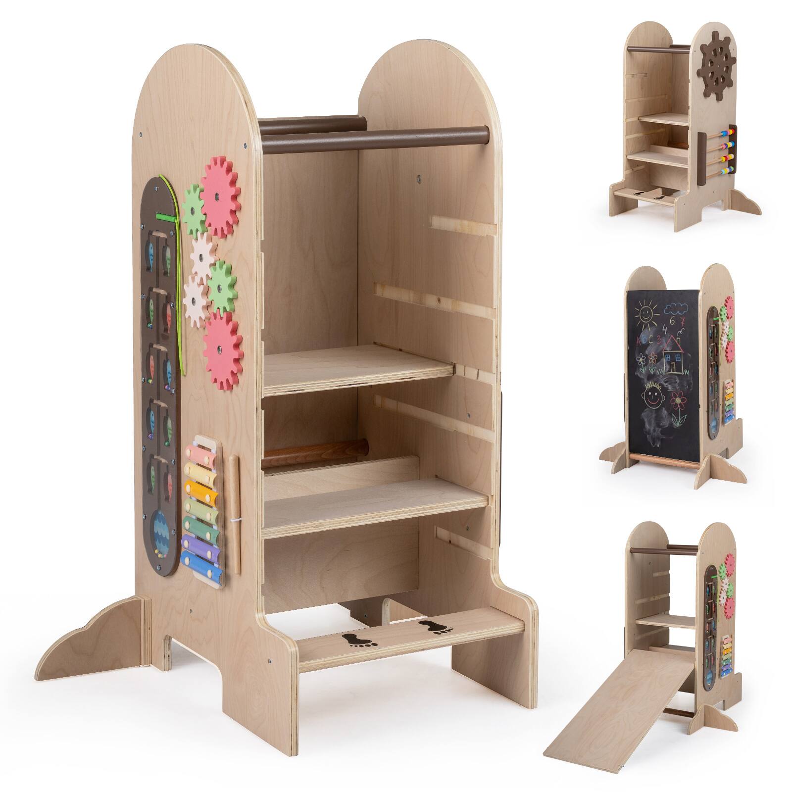 Alt View 9. Gymax - Gymax Toddler Step Stool Kids Kitchen Standing Tower w/ Adjustable Height Chalkboard - Yellow.