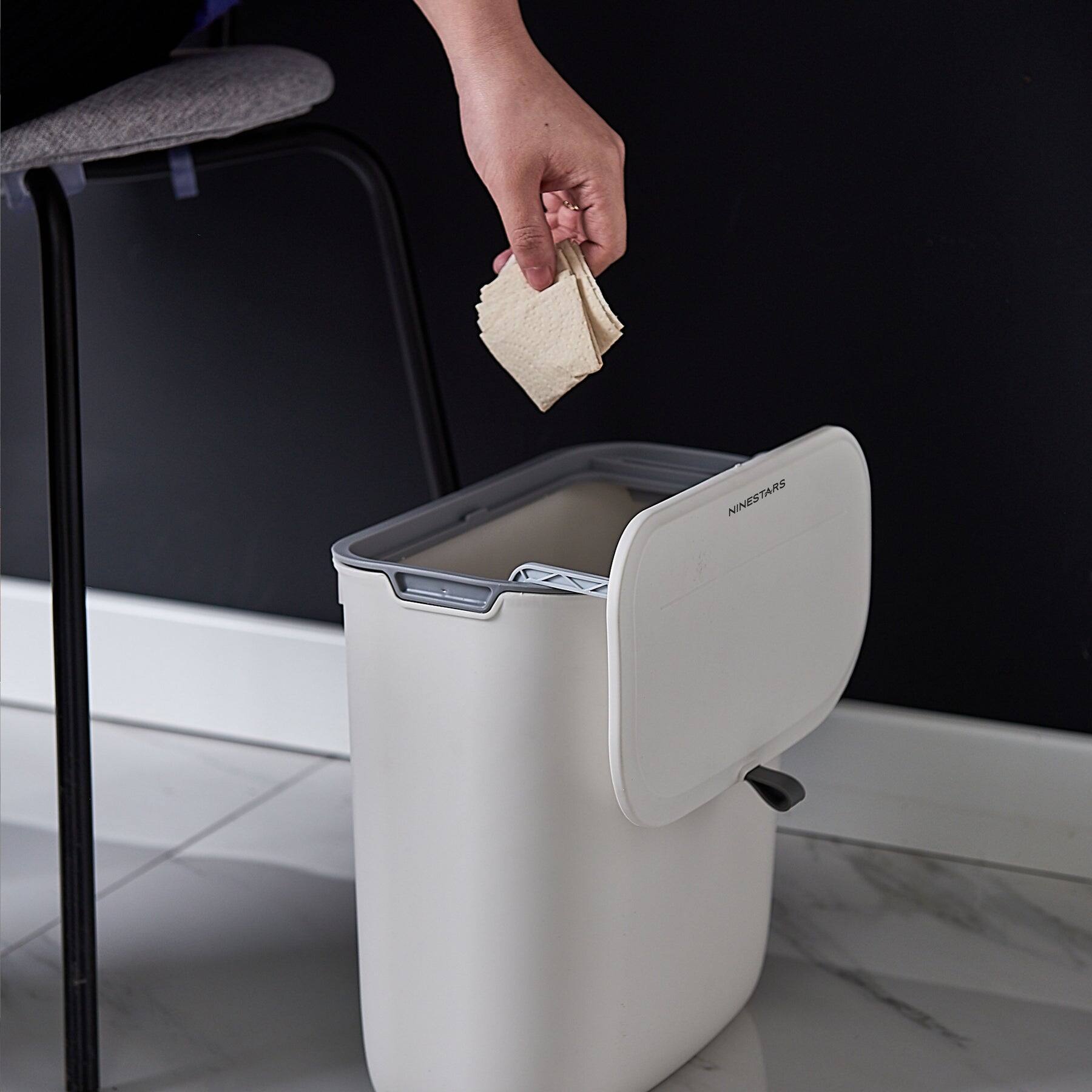 Left. Nine Stars - Kitchen Compost Trash Can 1.8 Gallon.