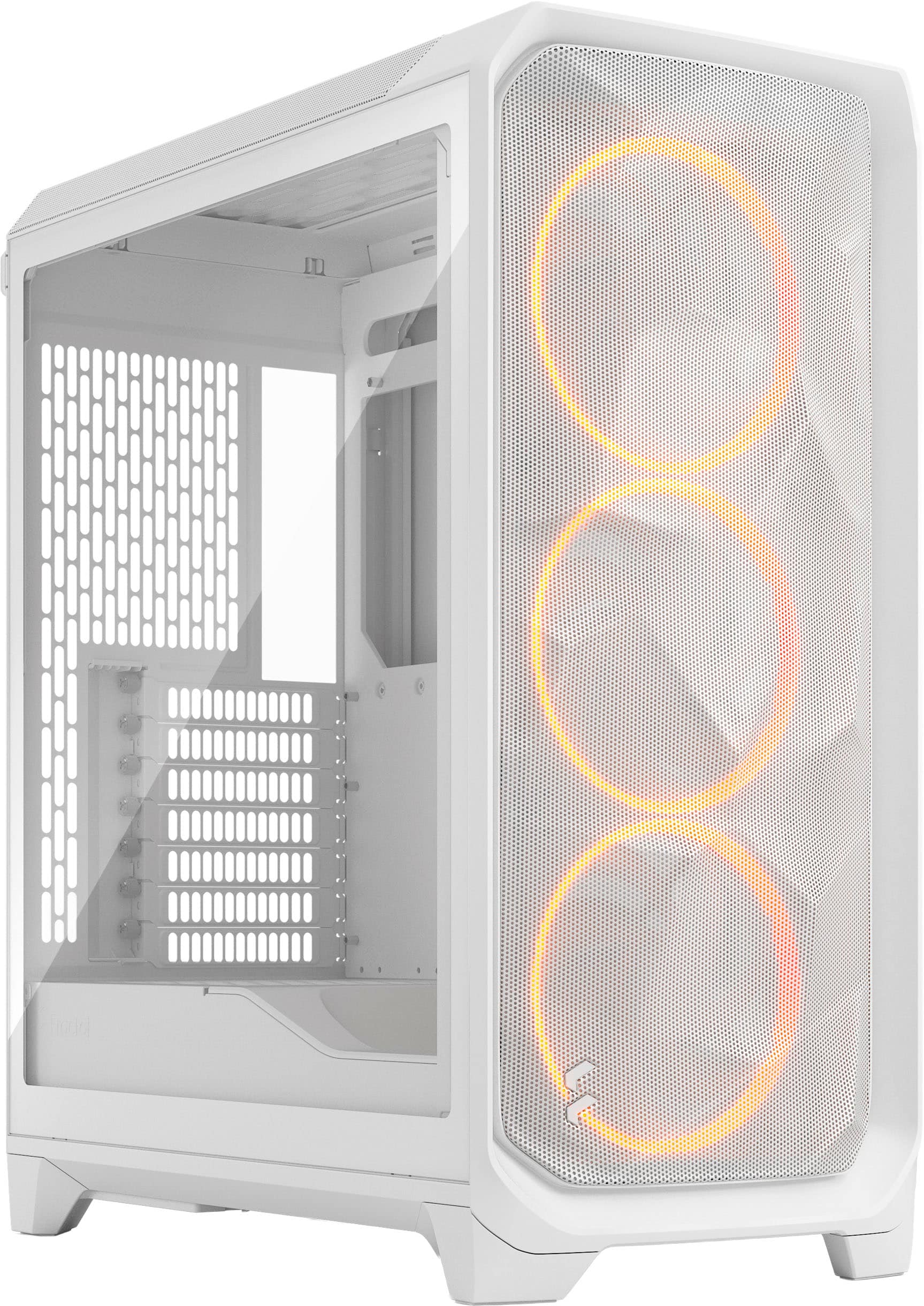 Fractal Design - Meshify 3 RGB ATX mATX White Chassis with Clear TG Side Panel Mid-Tower PC Case - White - Front_Zoom