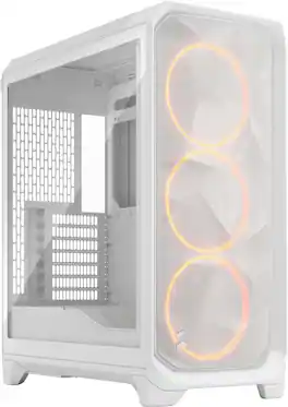Fractal Design - Meshify 3 RGB ATX mATX White Chassis with Clear TG Side Panel Mid-Tower PC Case - White
