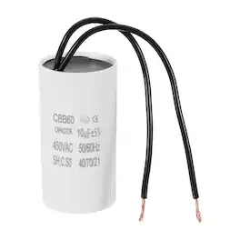 Unique Bargains - 10uF CBB60 Running Capacitor, AC 450V 2 Wires 50/60Hz for Refrigerators, Washing Machines, Water Pumps - White