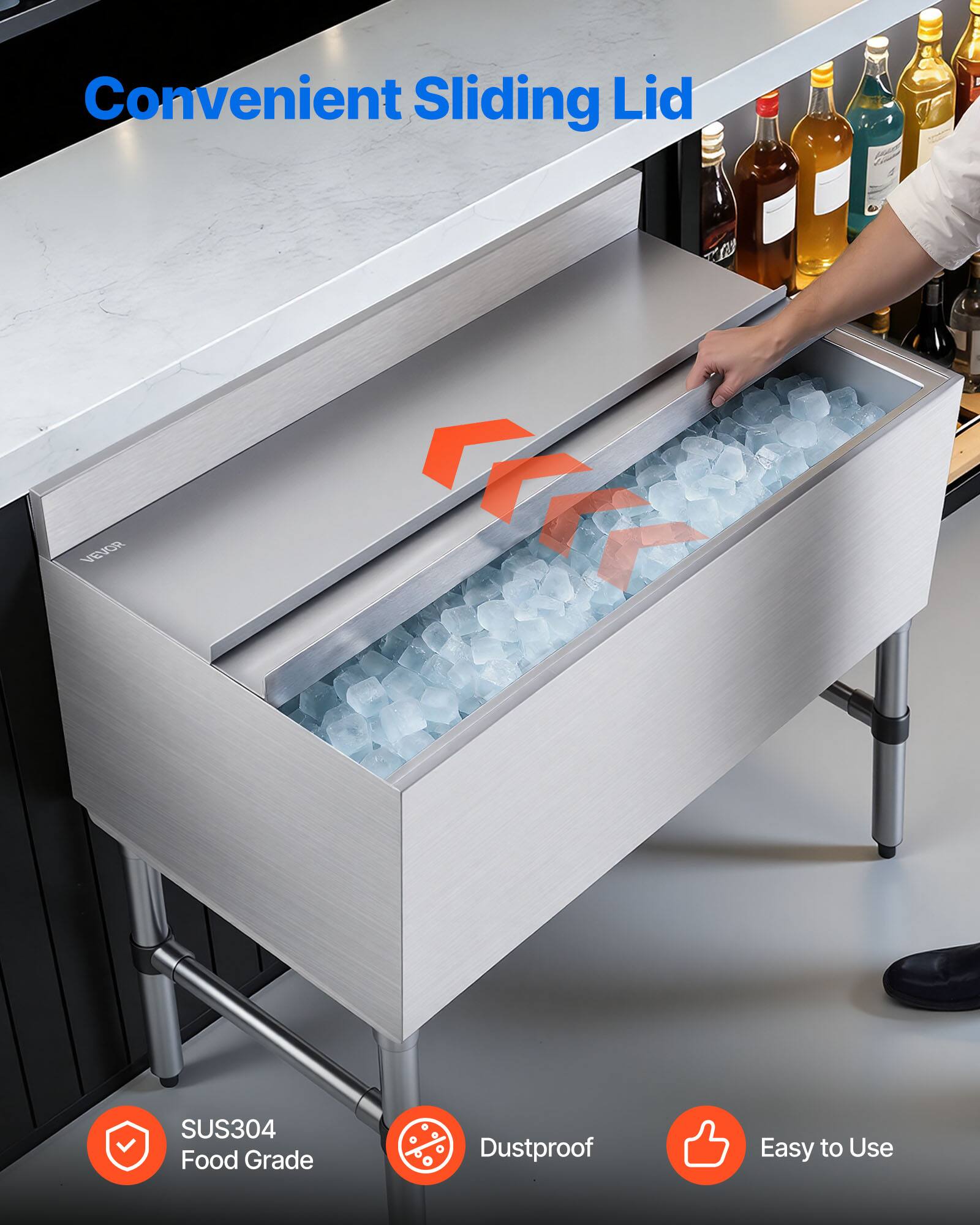 Convenient Sliding Lid

SUS304 Food Grade

Dustproof

Easy to Use