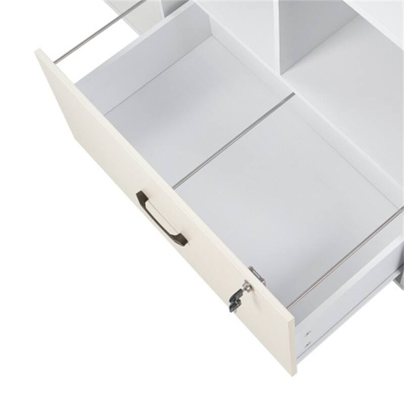 Alt View 4. HTUTWOO - 2 Drawer Wooden File Cabinet -Mobile Filing Cabinet with Open Storage,Lockable Rolling File Organizer,Adjustable Shelves - White.