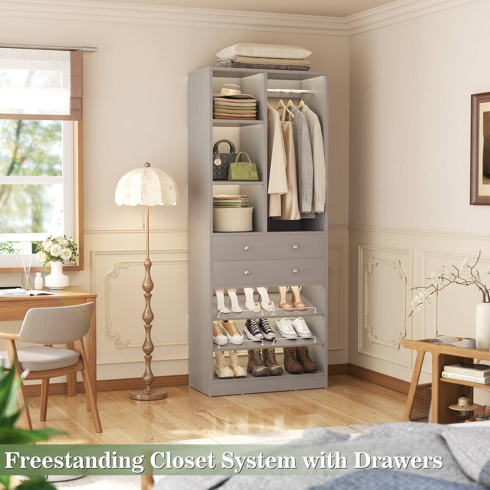 Freestanding Closet System with Drawers