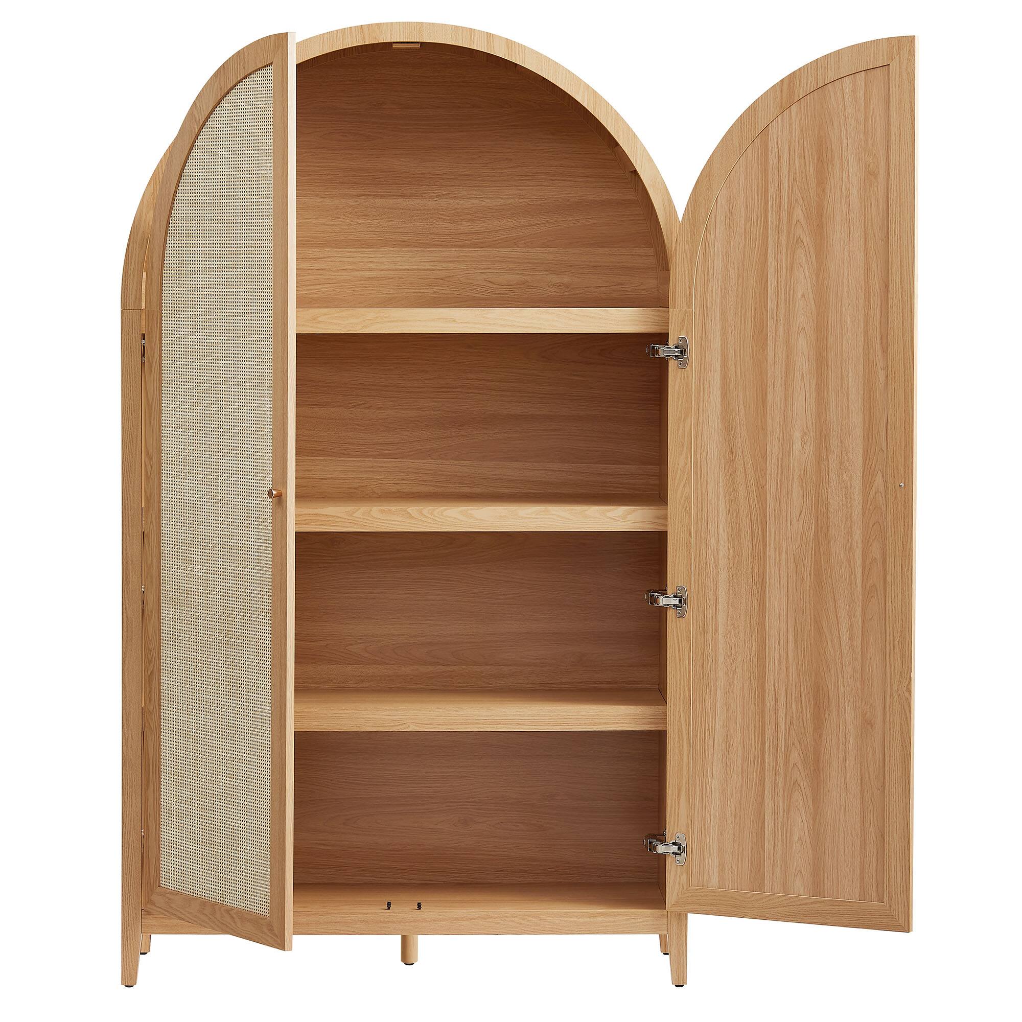Alt View 4. Modway - Calista 79" Tall Wide Rattan Arched Storage Cabinet by Modway - Natural.