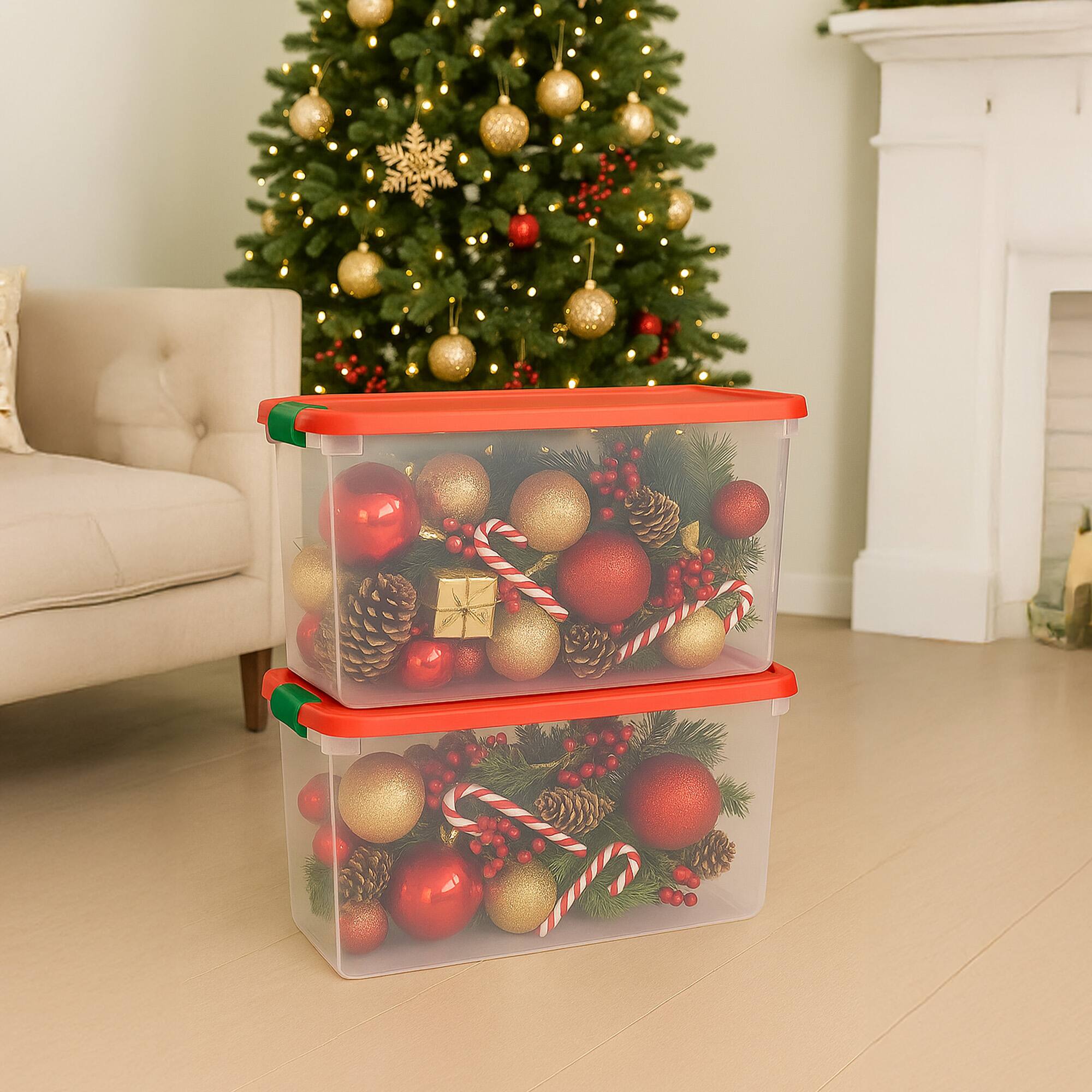 Alt View 7. Homz - Homz 112 Qt Latching Holiday Plastic Storage Container Tote Box, Clear (4 Pack) - Multicolor.