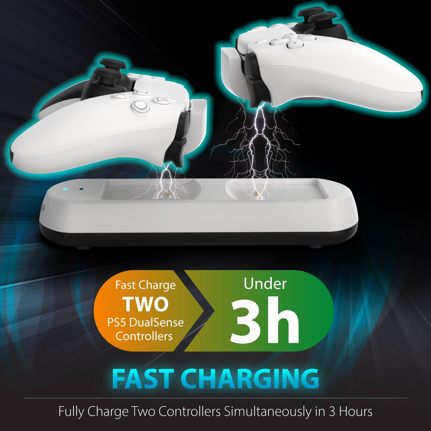 Fast Charge TWO PS5 DualSense Controllers Under 3h FAST CHARGING Fully Charge Two Controllers Simultaneously in 3 Hours