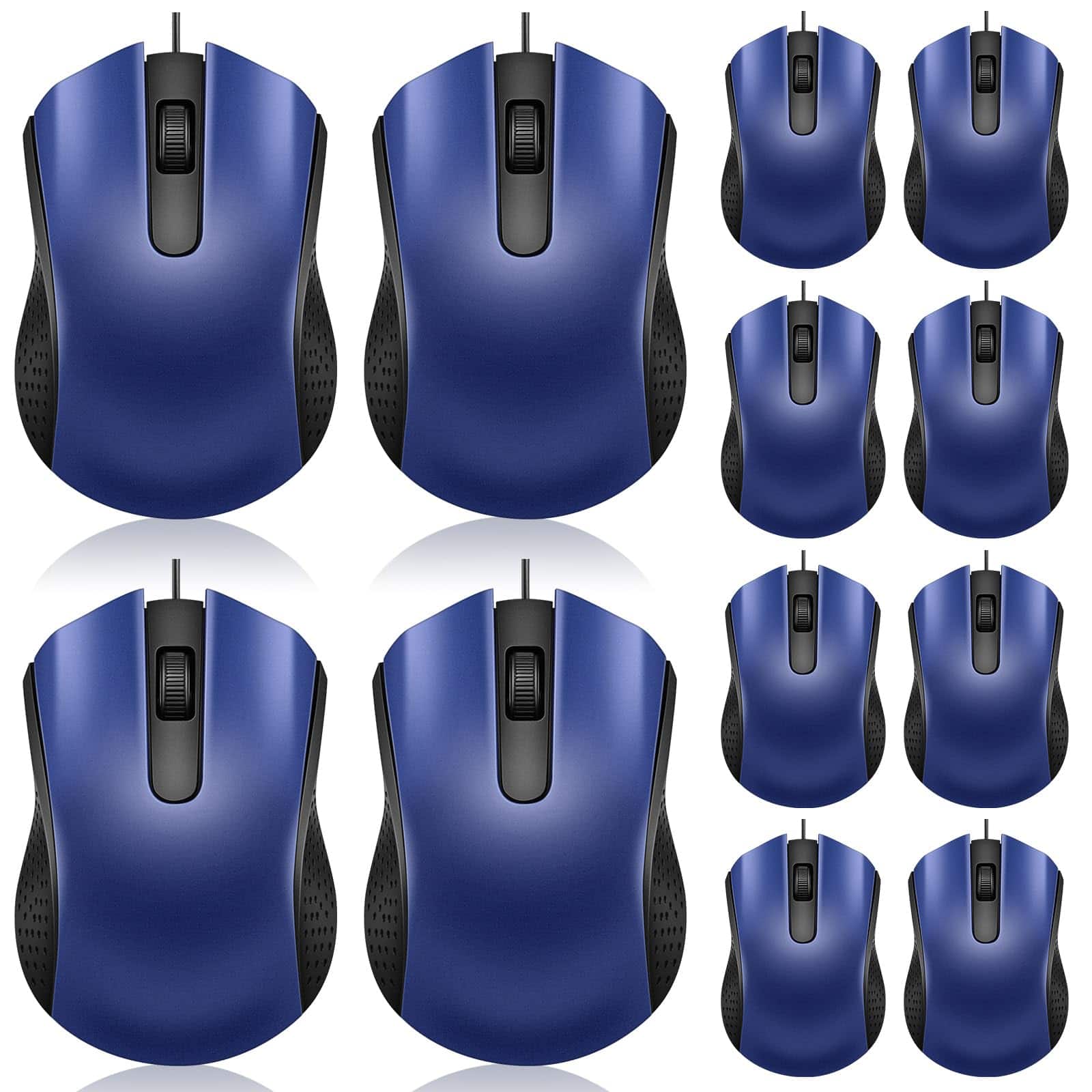 Comfort Essence - 12 Wired Computer Mouse Bulk Cord Usb Mice For Computers Laptops Gaming Office Home Supplies - Wireless - Blue