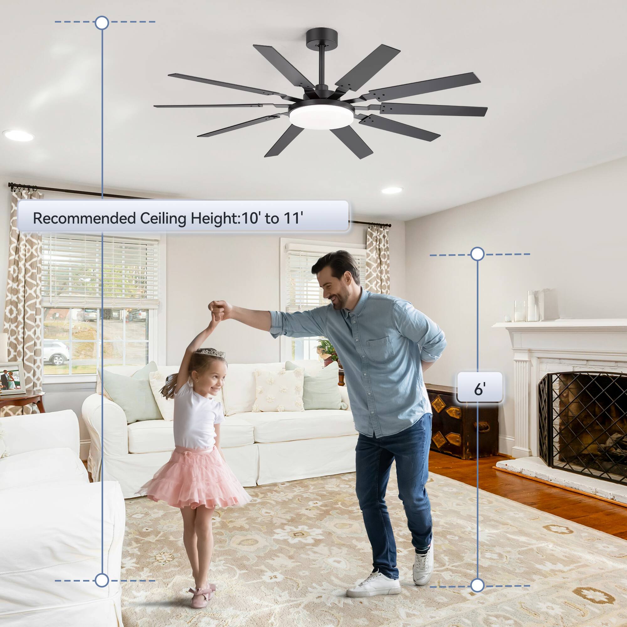 Recommended Ceiling Height: 10' to 11' 6'