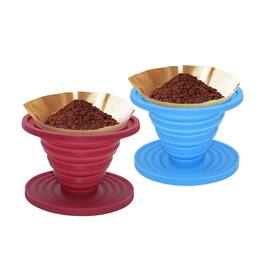 Fabibe - 2 Collapsible Pour Over Coffee Dripper Reusable Silicone Filter Holder Food Grade Suitable For Camping Picnic Party T - Default