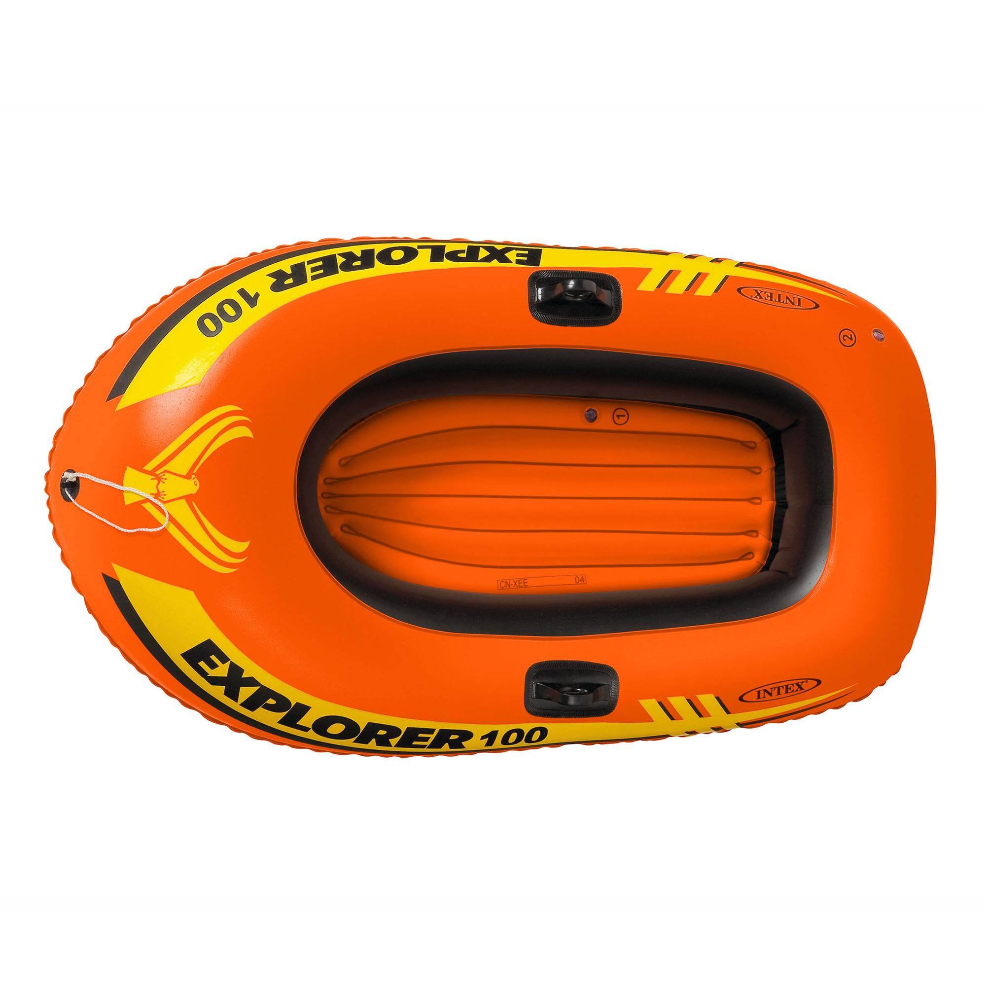 Angle. Intex - Explorer 100 1 Person Youth Pool Lake Inflatable Raft Row Boat - Orange.
