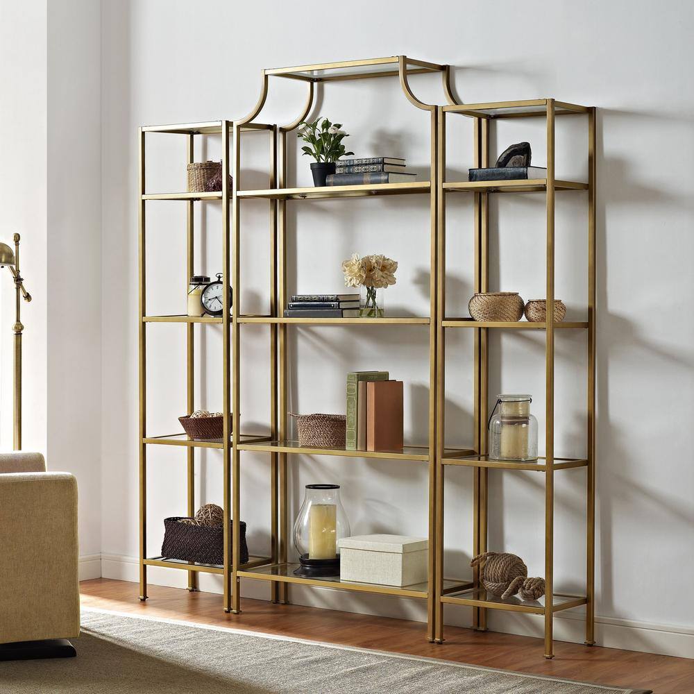 Alt View 5. Crosley Furniture - Aimee 3-Piece Etagere Bookcase Set - Large Etagere & 2 Narrow Etageres - Soft Gold.