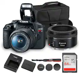 Bundle - Canon - EOS Rebel T7 DSLR Camera 18-55mm Lens 24.1MP Beginner Photo