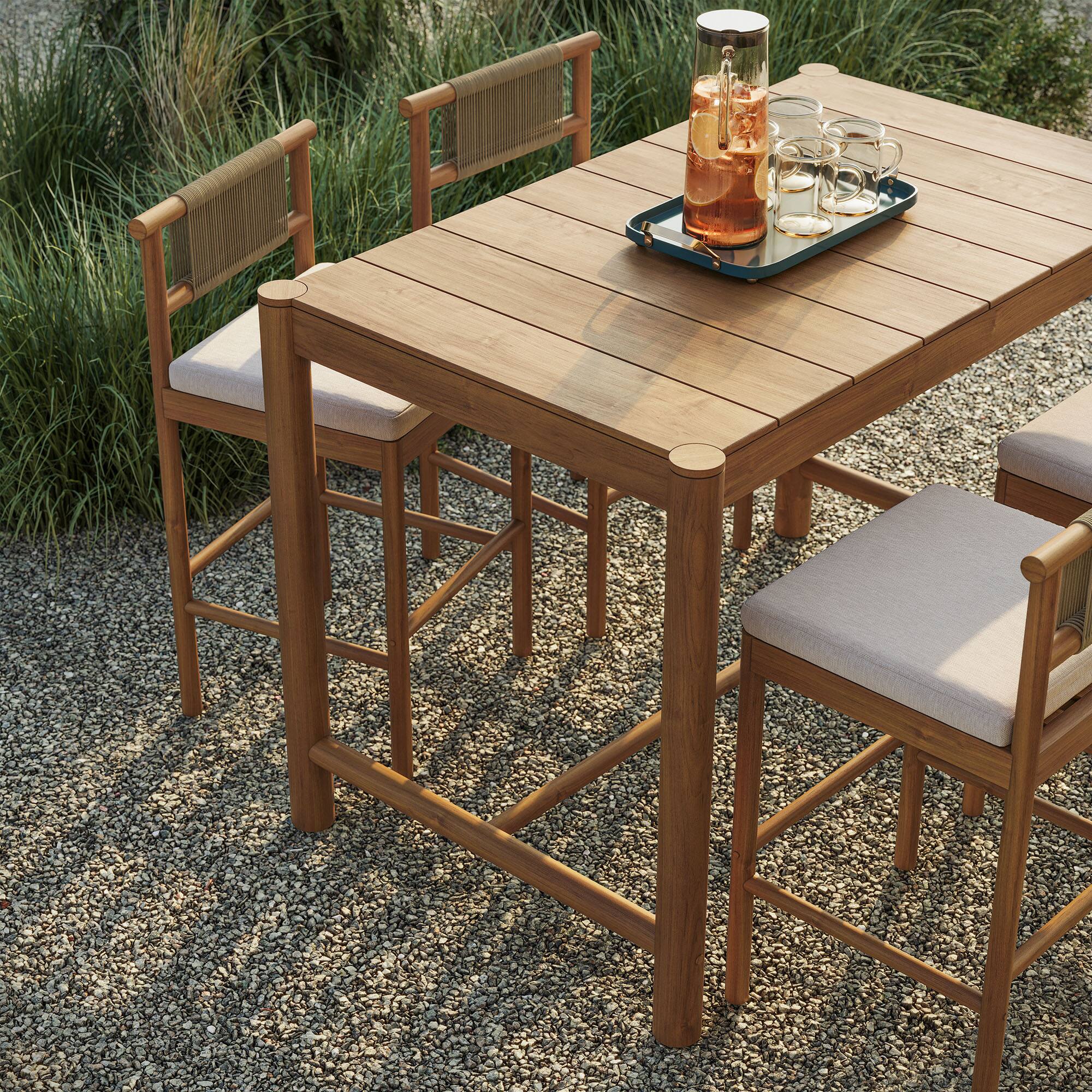 Alt View 2. Modway - Eleni 5-Piece Outdoor Teak Wood Bar Set by Modway - Natural Sail.