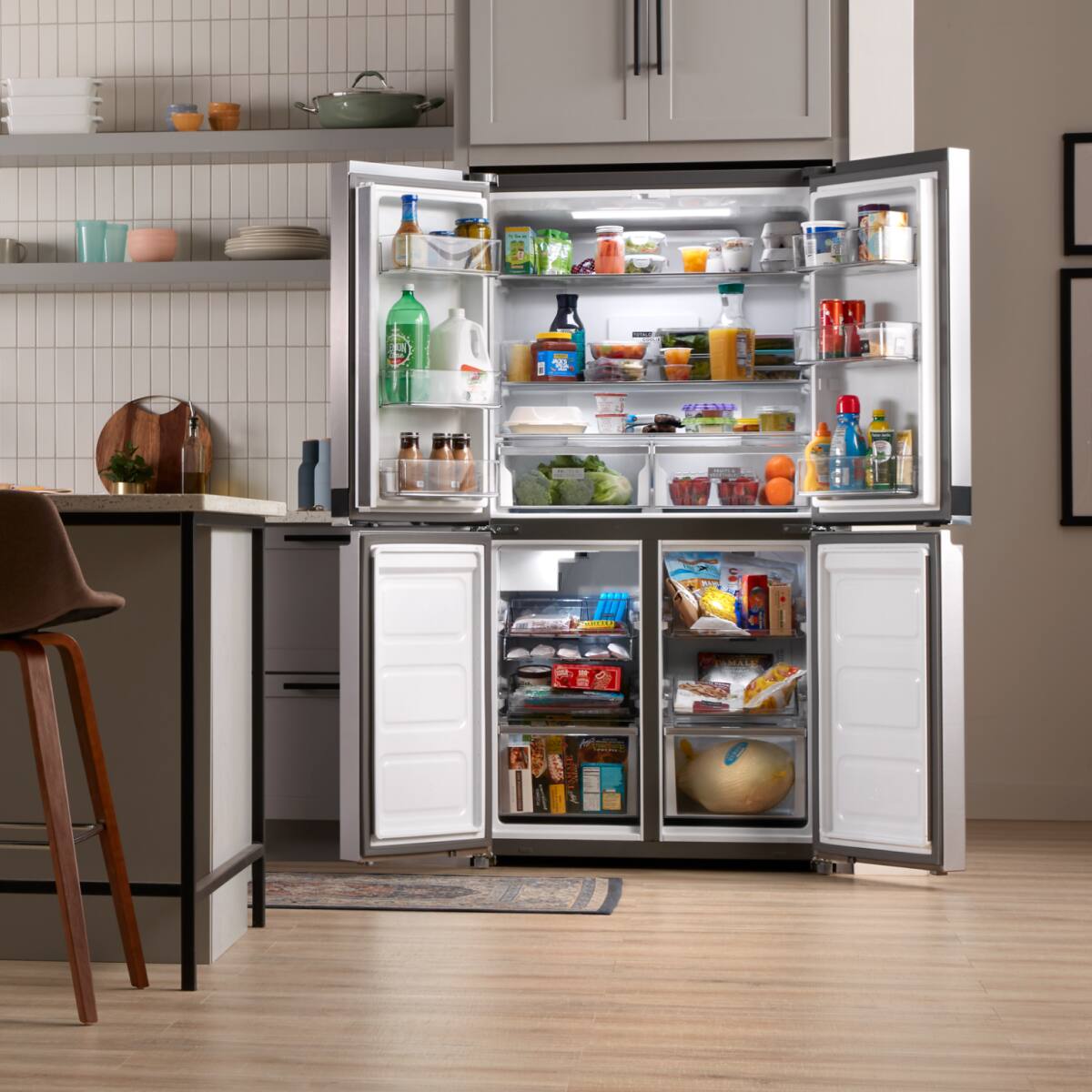 Alt View 8. Whirlpool - 36 in. Wide 19.4 cu. ft. Counter Depth 4 Door Refrigerator-Fingerprint-Resistant Stainless Finish - Fingerprint-Resistant Stainless Finish.