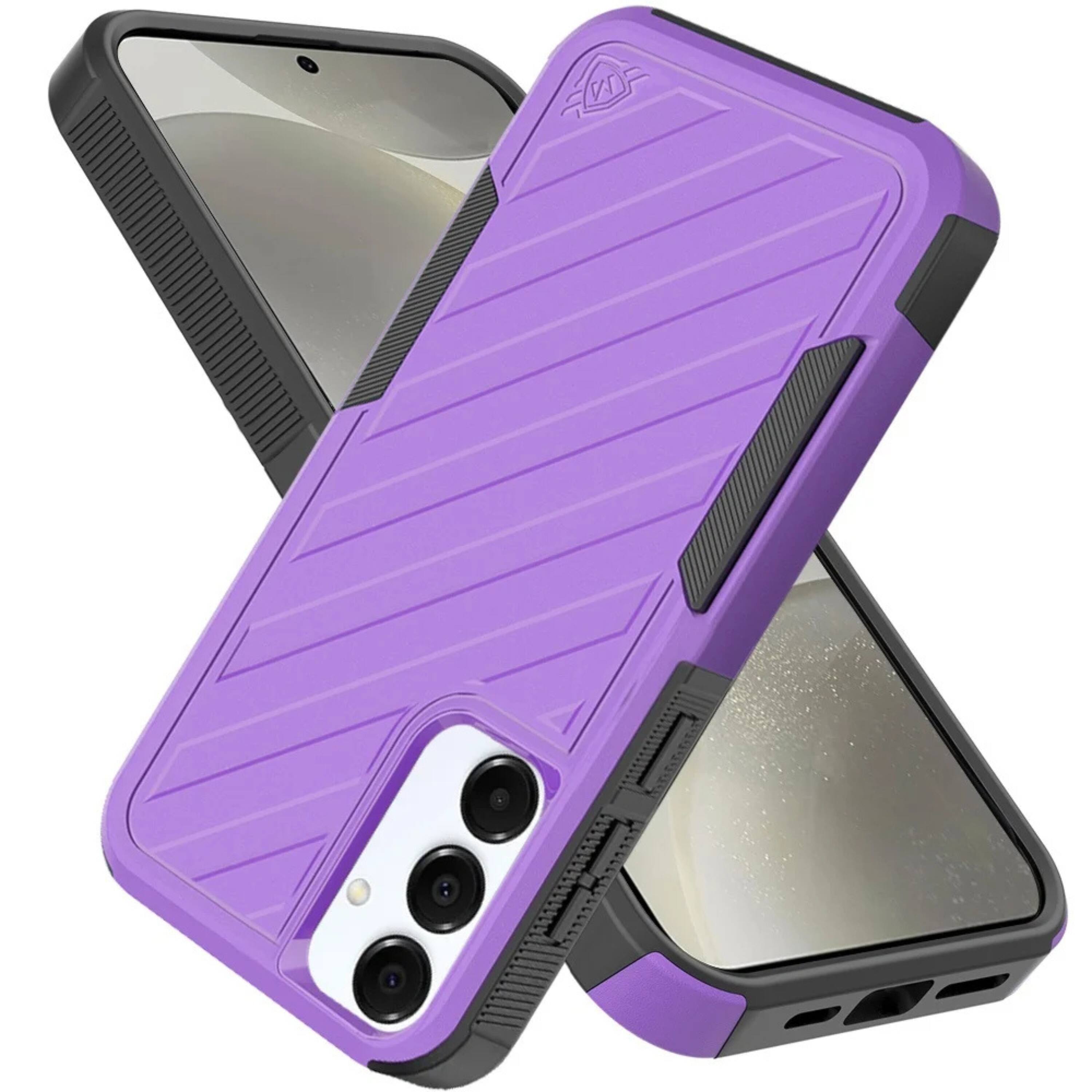 Left. Kitcheniva - Shockproof Rugged Case For Samsung S25 Plus S24 Plus Dual Layer Design Dark Purple - Purple.