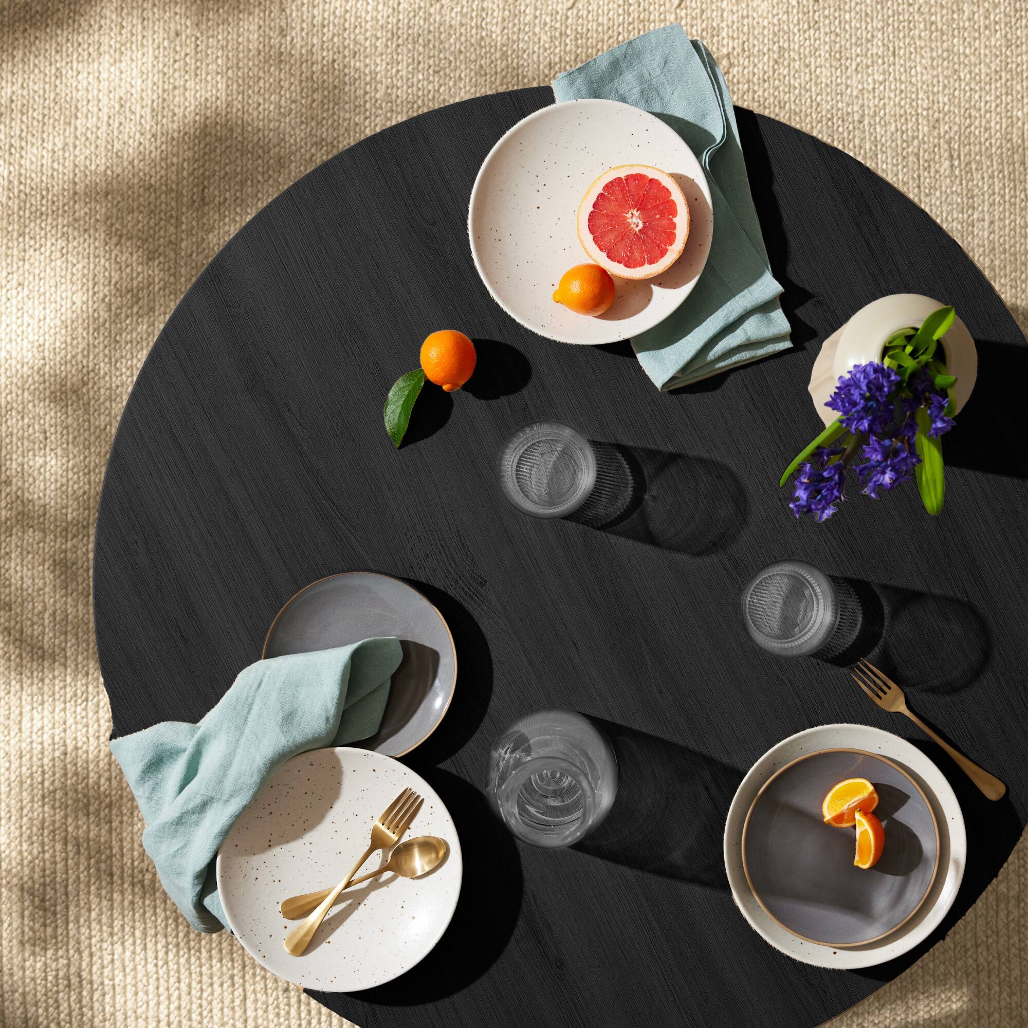 Alt View 3. Best Choice Products - Round Mid-Century Modern 35.5in Dining Table, Dinette for Home or Kitchen w/Wood Finish Steel Legs - Black.