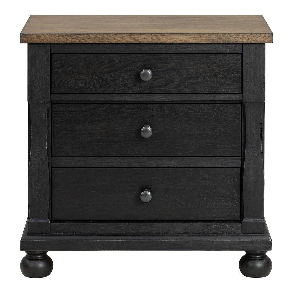 Alt View 1. Furniture of America - Millers Farmhouse 3-Drawer Adult Nightstand, Black - Black.