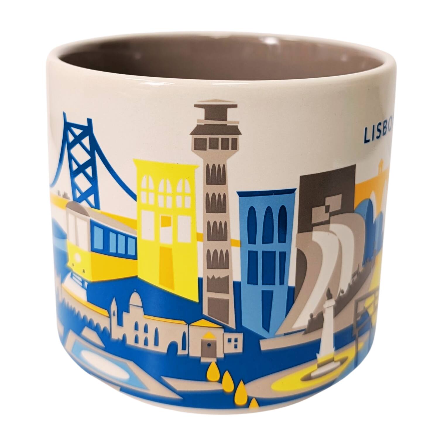 Angle. Starbucks - Starbucks You Are Here Series Lisboa Ceramic Mug, 14 Oz - Gray.