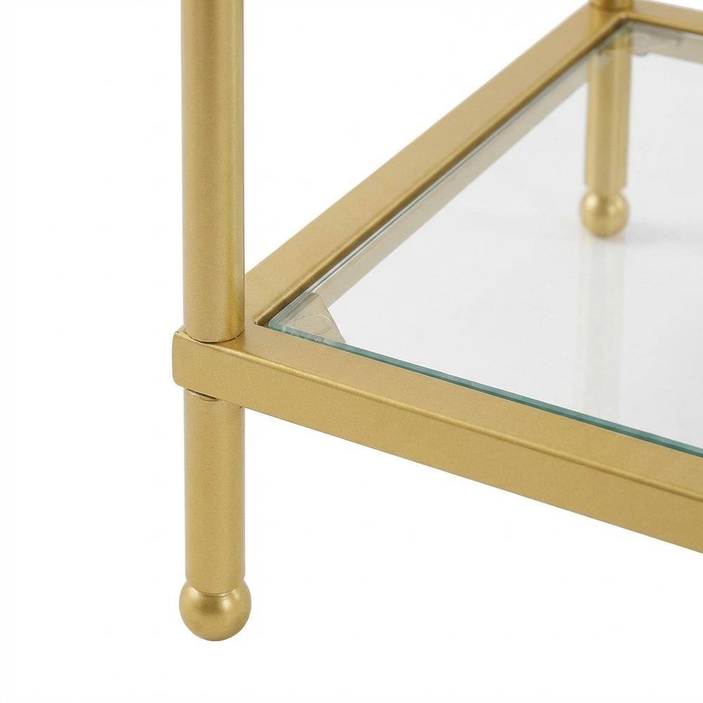 Left. FurniFact - Glass console table with three tiers, modern design for versatile use - Glass/Gold.