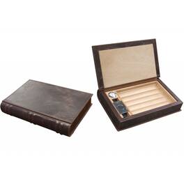 Prestige - Novelist Book Style Cigar Humidor - Brown Leather