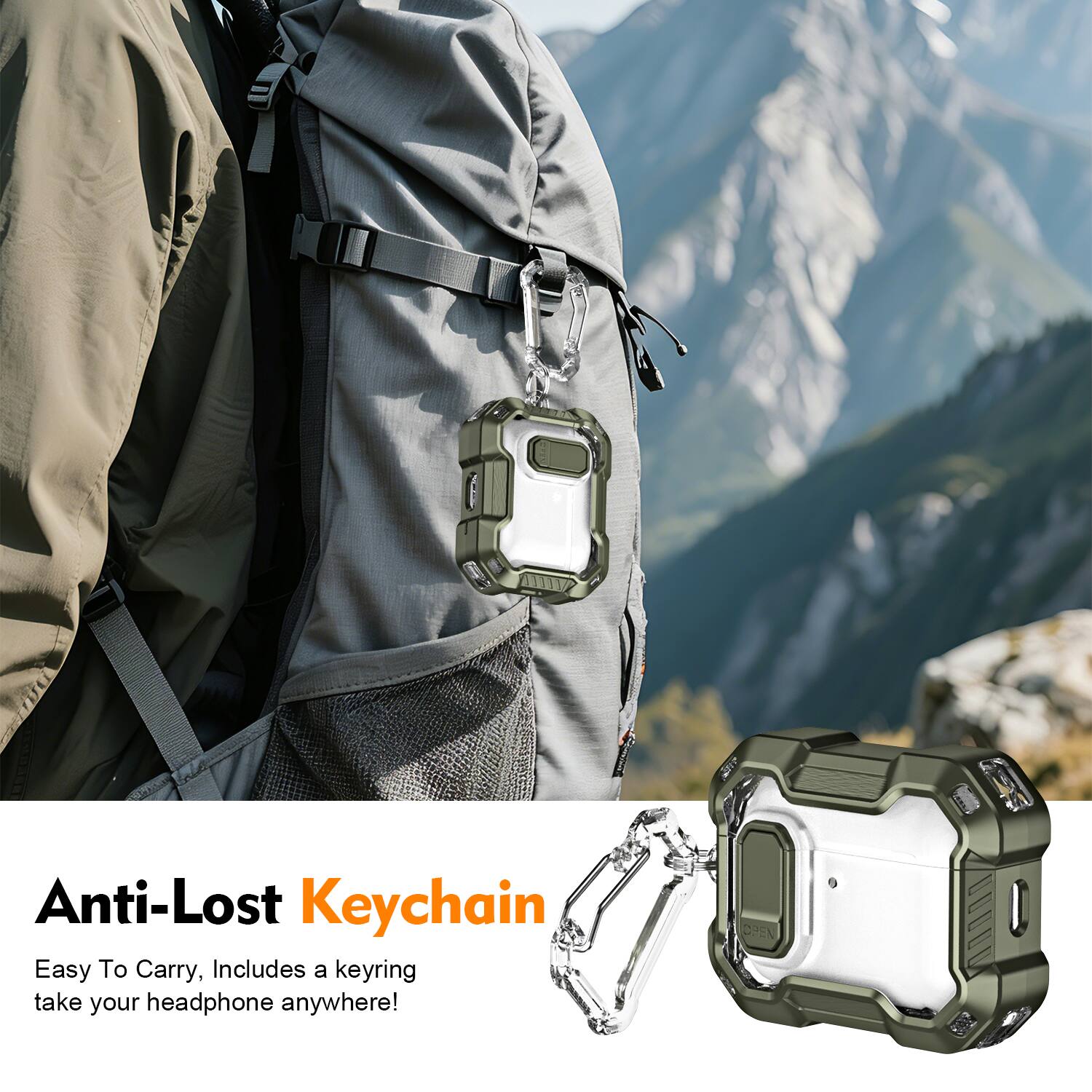 Anti-Lost Keychain  
Easy To Carry, Includes a keyring take your headphone anywhere!
