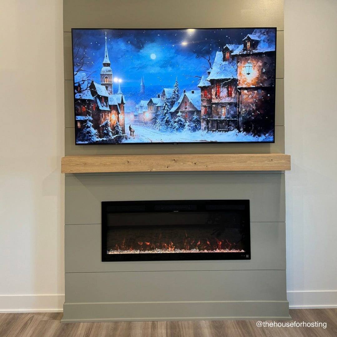 Angle. Touchstone Home Products - Fireplace Mantel Shelf , 72" x 8" x 4.75", Solid Pine Wood Mantel for Over Fireplace - Unfinished.