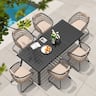Crestlive Products - 7/9/11pc Water Proof All-Aluminum Patio Dining Set Rectangle Table Wicker Chairs with Cushion - Beige-7PC