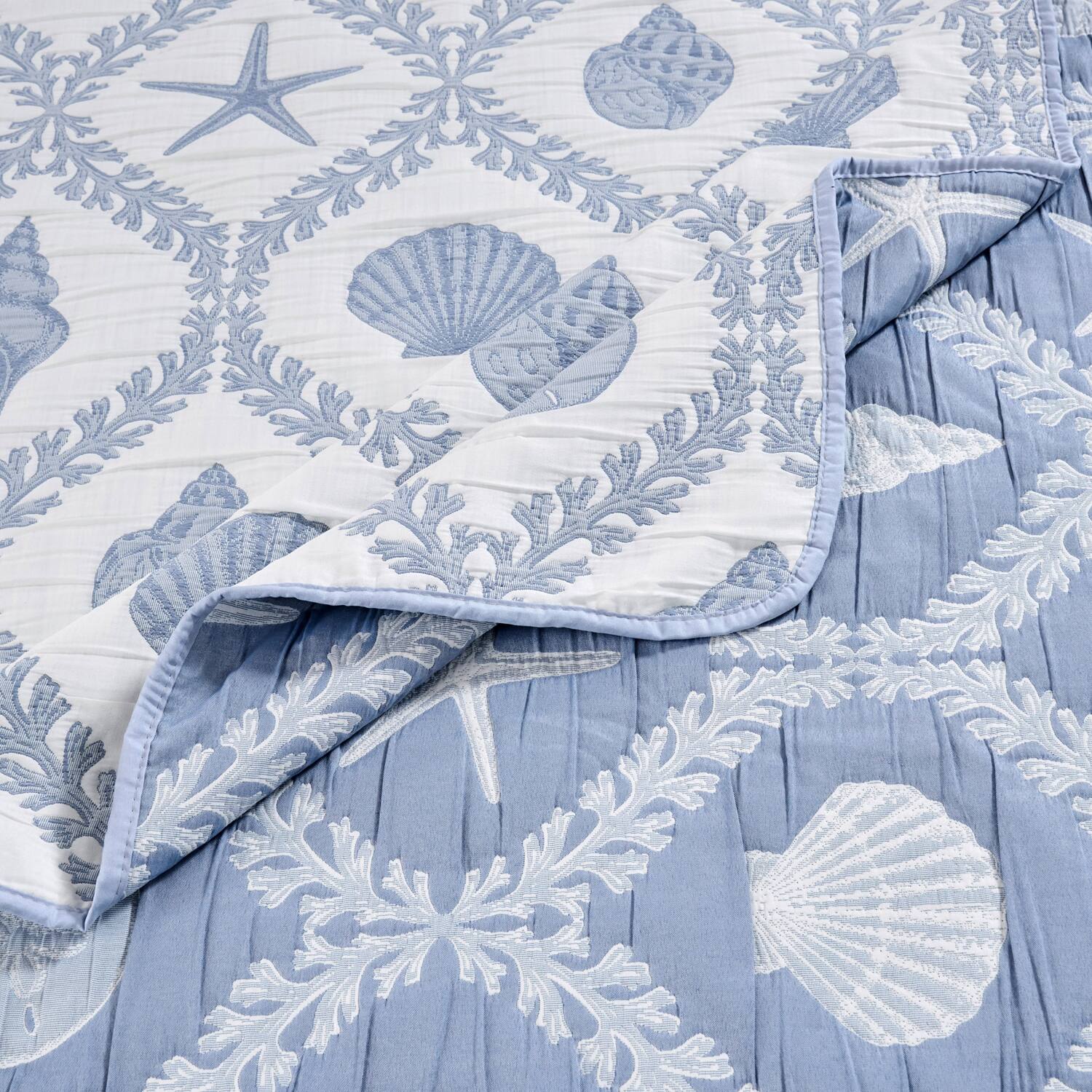 Alt View 1. Greenland Home Fashions - Greenland Home Fashion Laguna 100% Polyester Reversible Accessory Throw Blanket 50" x 60" Chambray - Chambray.