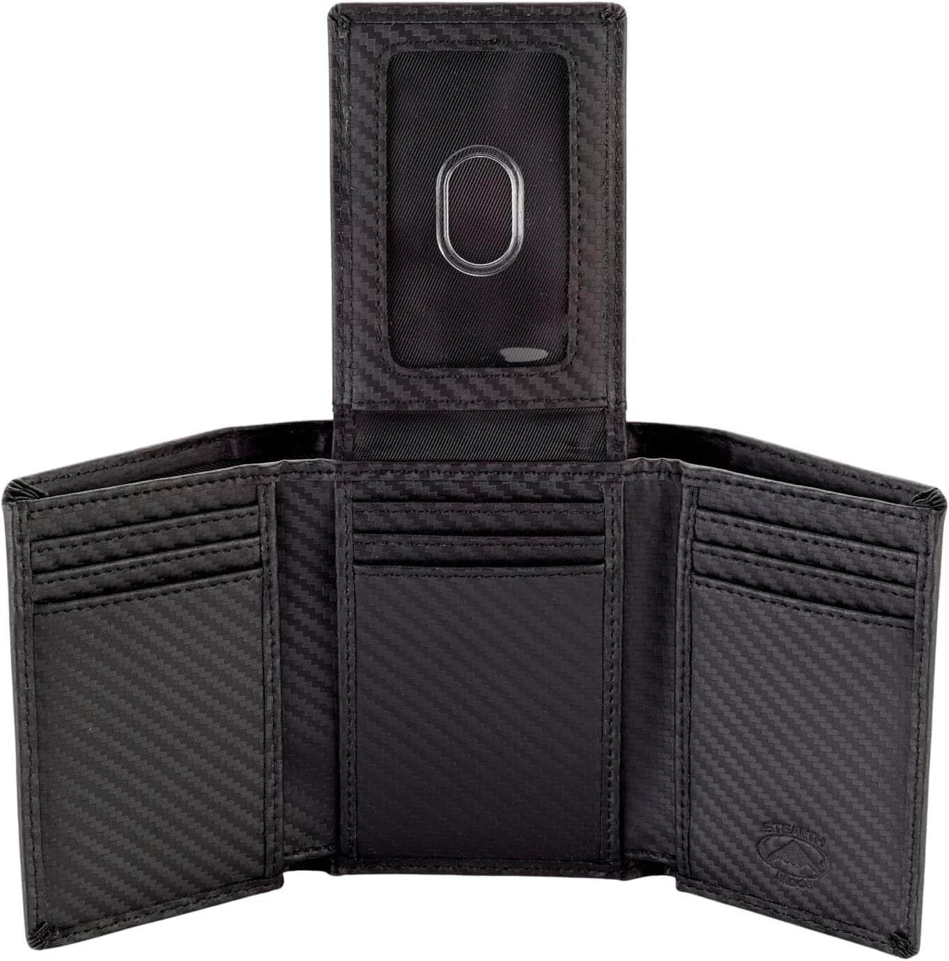 Vulpecula Spade - Trifold Wallet - RFID Blocking Wallet with Flip ID Holder - Leather Case for Money - Carbon Fiber