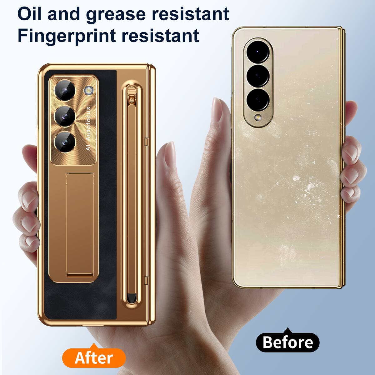 Oil and grease resistant  
Fingerprint resistant  

After  
Before