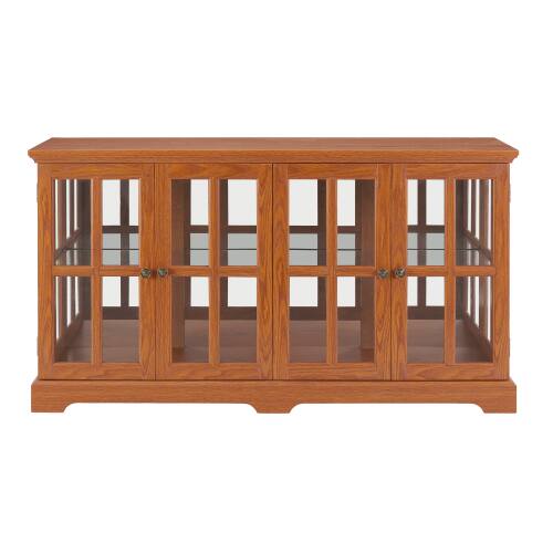 Alt View 6. LUCKY ONE - Freestanding LED Curio Display Cabinet with Adjustable Shelves Four Doors Vintage Bookcase for Collectibles - Oak.