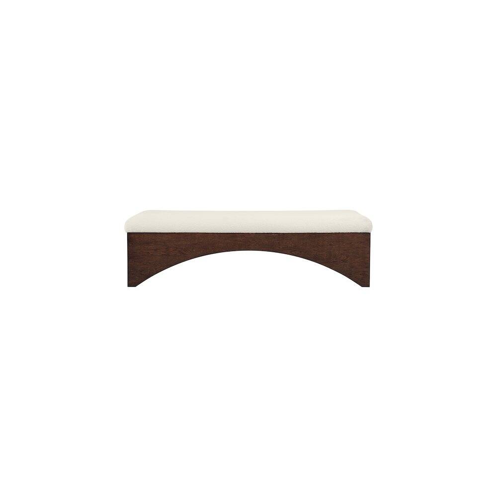 Alt View 2. Meridian Furniture - Lawson Cream Velour Fur Fabric Bench - Beige.