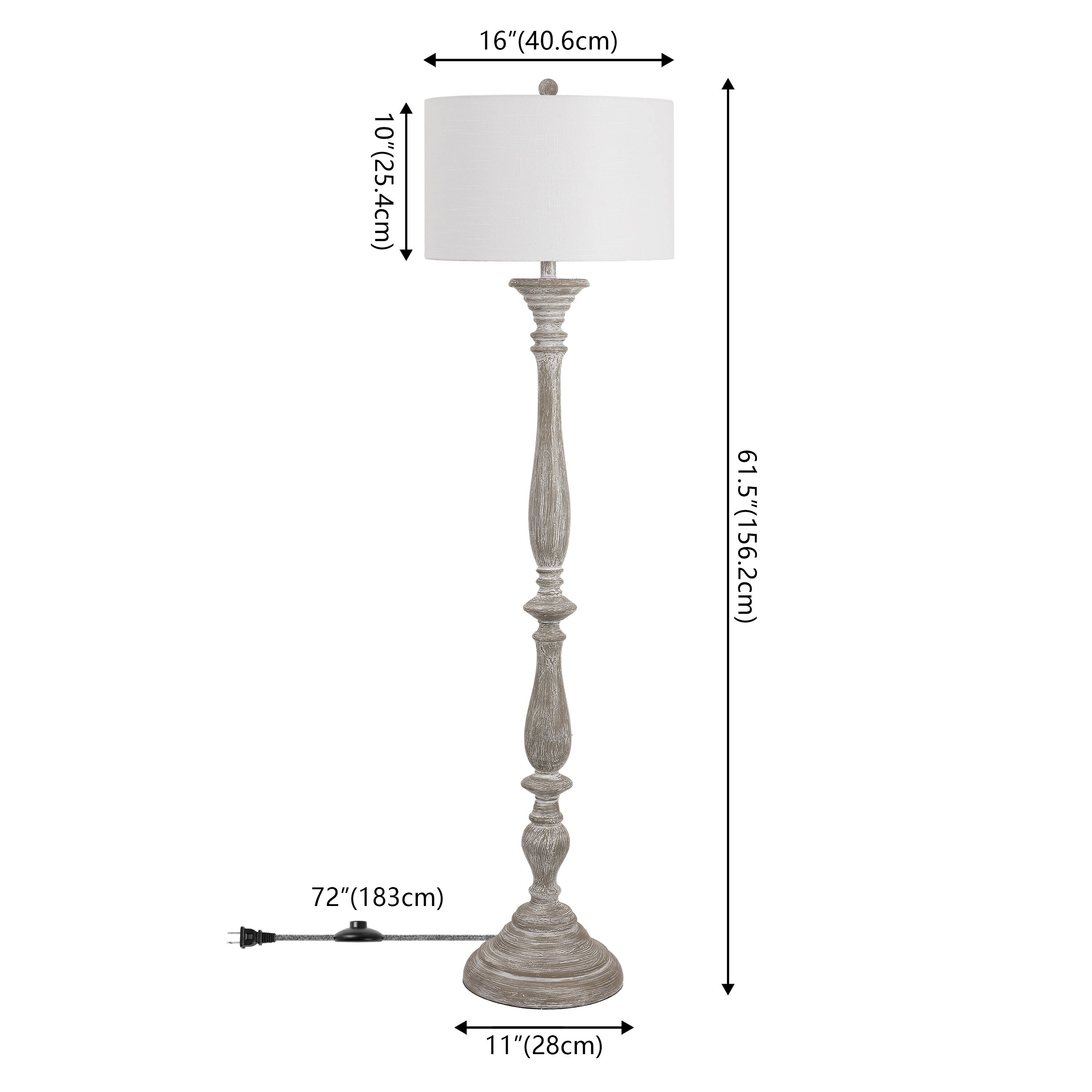 10" (25.4cm)  
16" (40.6cm)  
61.5" (156.2cm)  
72" (183cm)  
11" (28cm)