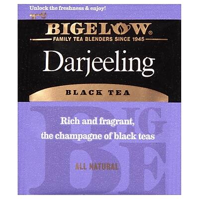 Unlock the freshness & enjoy!

BIGELOW  
FAMILY TEA BLENDERS SINCE 1945

Darjeeling  
BLACK TEA

Rich and fragrant,  
the champagne of black teas

ALL NATURAL