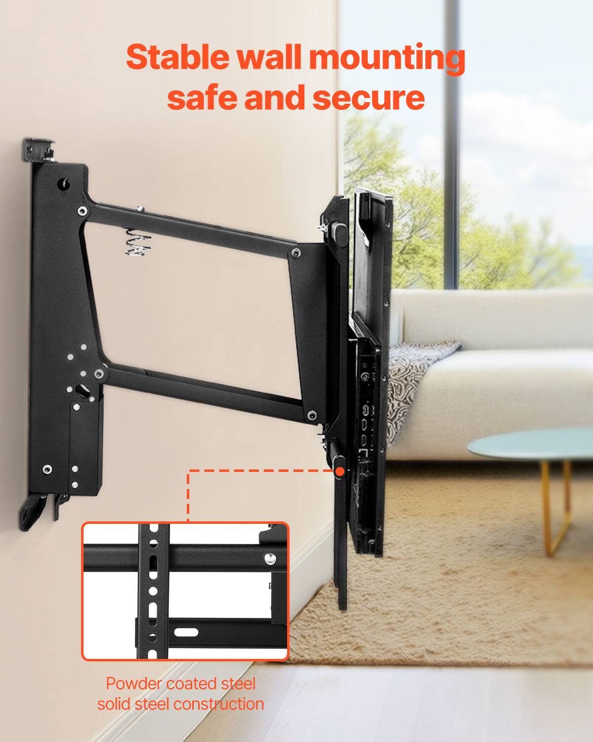 Stable wall mounting  
safe and secure  

Powder coated steel  
solid steel construction